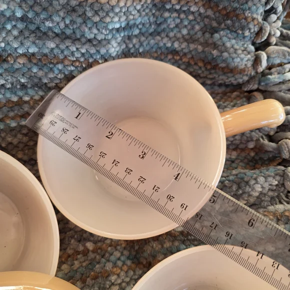 Fire King Peach Lustre Handled Bowls Set Of 4 - Picture 6 of 7